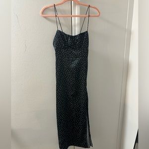 Navy and White Polka dot midi dress